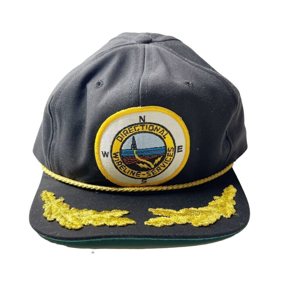 Directional Wireline Services Hat Vintage Gold Embroidered Rope Patch Ball Cap